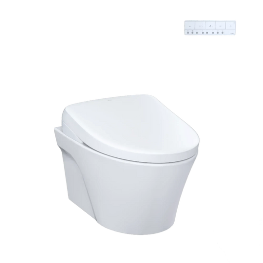 TOTO AP Wall-Hung Toilet with S7 Contemporary Bidet Seat and DuoFit In-Wall 0.9 and 1.28 GPF Dual-Flush Tank System, Matte Silver CWT4264726CMFG#MS - EverFlow Bidets