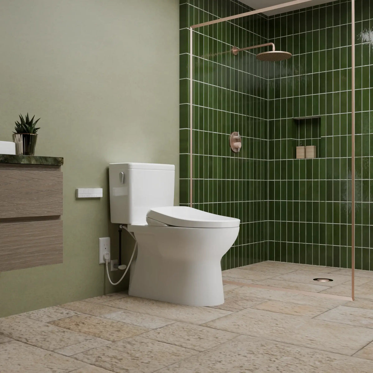 TOTO Glaston WASHLET+ S7A Two-Piece Elongated 1.28 GPF Universal Height Toilet MW4724736CEFG#01