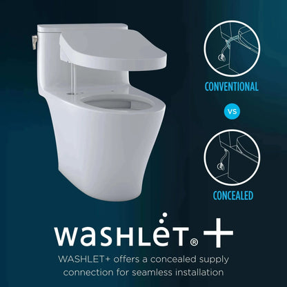 TOTO Aquia IV ARC Two-Piece Dual Flush 1.28 and 0.9 GPF Universal Height Toilet with S7A Contemporary Bidet Seat MW4484736CEMFGN#01 - EverFlow Bidets