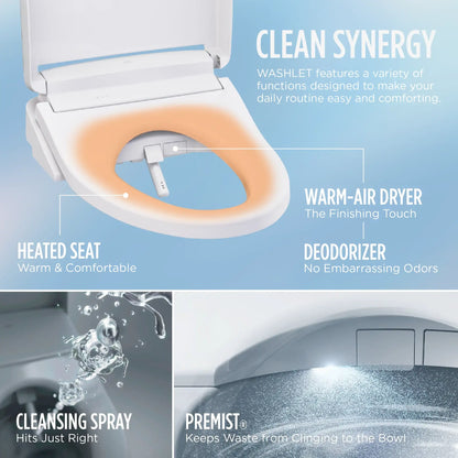 TOTO Nexus WASHLET+ S5 Two-Piece Elongated 1.28 GPF Universal Height Toilet with CEFIONTECT MW6423446CEFG#01