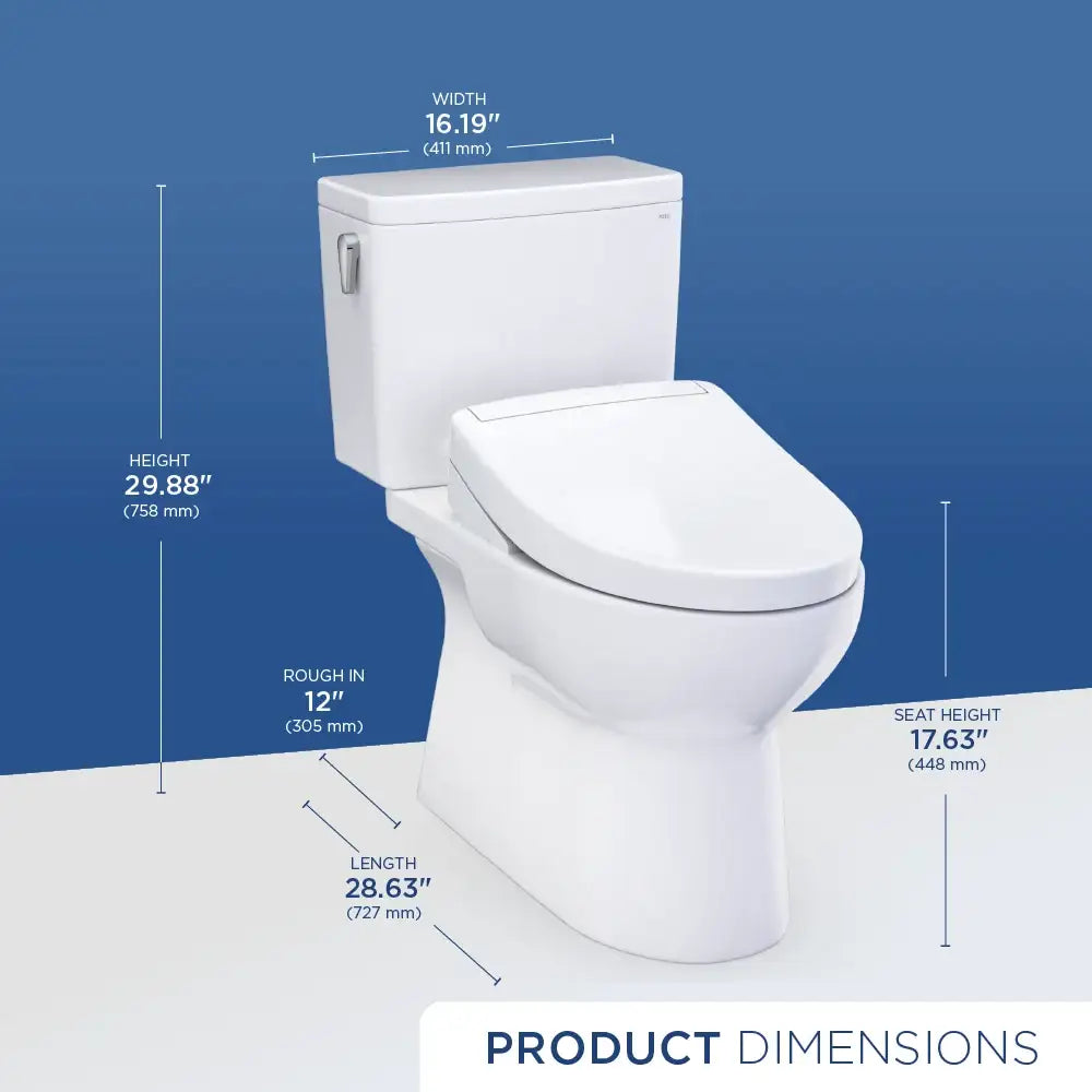 TOTO Glaston 1G WASHLET+ S5 Two-Piece Elongated 1.0 GPF Universal Height Toilet MW4723446CUFG#01
