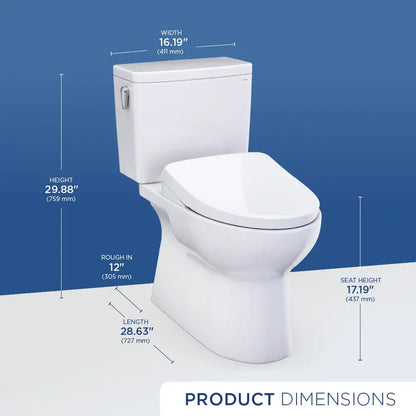 TOTO Glaston 1G WASHLET+ S7 Two-Piece Elongated 1.0 GPF Universal Height Toilet MW4724726CUFG#01