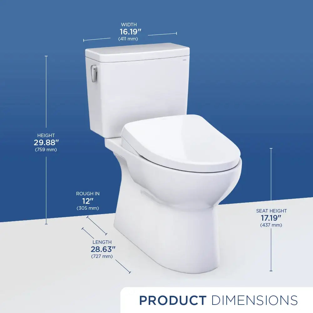 TOTO Glaston 1G WASHLET+ S7A Two-Piece Elongated 1.0 GPF Universal Height Toilet MW4724736CUFG#01