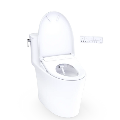 TOTO Aurora WASHLET+ S7 One-Piece Elongated 1.28 GPF Universal Height Toilet MW6864726CEFG#01