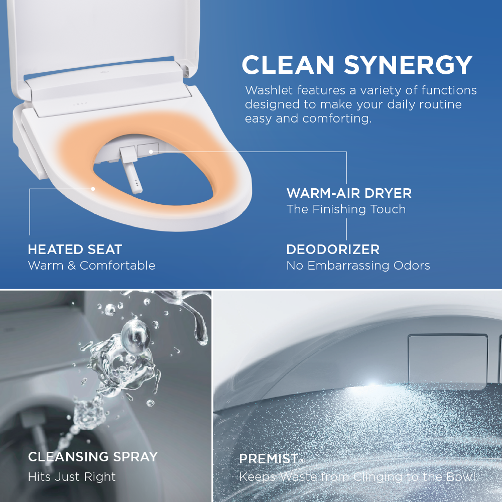 TOTO Ultramax WASHLET+ S5 One-Piece Elongated 1.6 GPF Universal Height Toilet with CEFIONTECT MW6083446CSFG#01