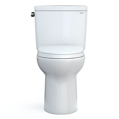 TOTO Drake Two-Piece Elongated 1.6 GPF Universal Height TORNADO FLUSH Toilet with CEFIONTECT and SoftClose Seat, WASHLET+ Ready, Cotton White MS776124CSFG