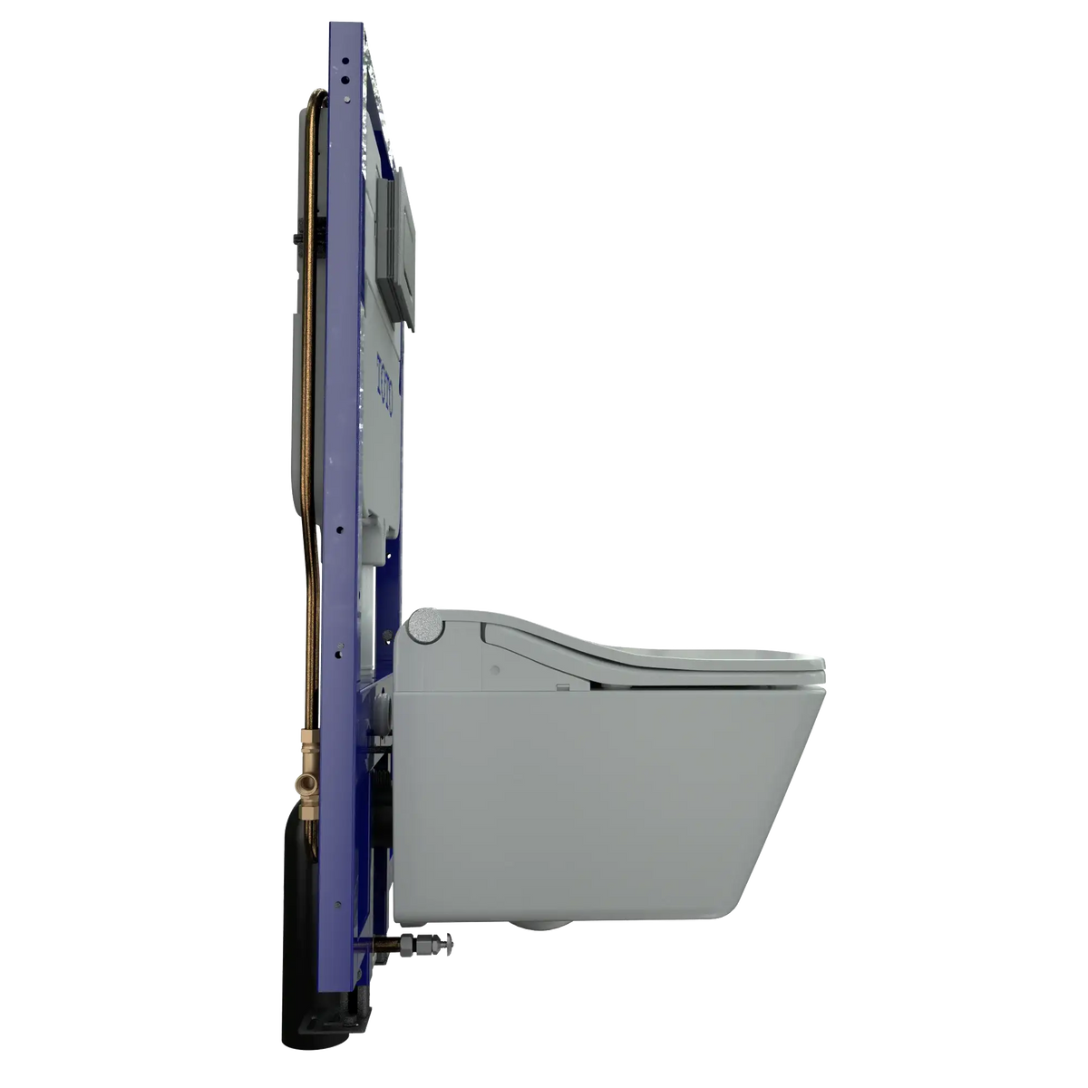 TOTO SP wall-hung toilet shown with the DuoFit in-wall dual-flush tank and carrier system for concealed installation