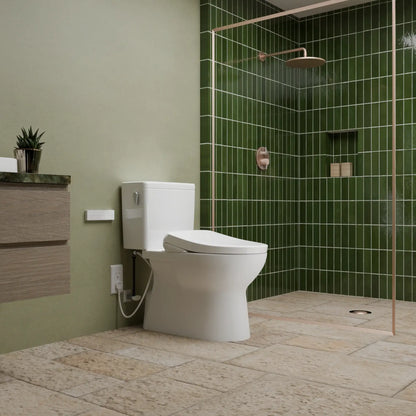 TOTO Glaston WASHLET+ S7 Two-Piece Elongated 1.28 GPF Universal Height Toilet MW4724726CEFG#01