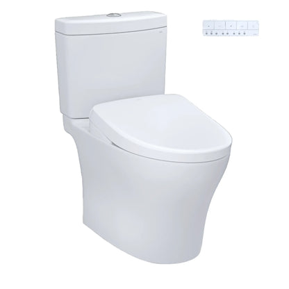 TOTO Aquia IV Two-Piece Dual Flush 1.28 and 0.9 GPF Universal Height Toilet with S7 Contemporary Bidet Seat MW4464726CEMFGN#01 - EverFlow Bidets